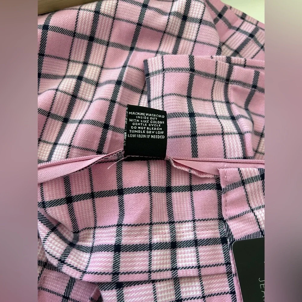 NWT MAMBA JEANS SKATER SKIRT Sz.XL. HIGH WAIST, PLEATED, PINK/BLACK PLAID PRINT